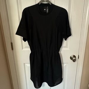 Adidas AEROKNIT Dress Womens Size S Black Short Sleeve Drawcord Toggle Waist